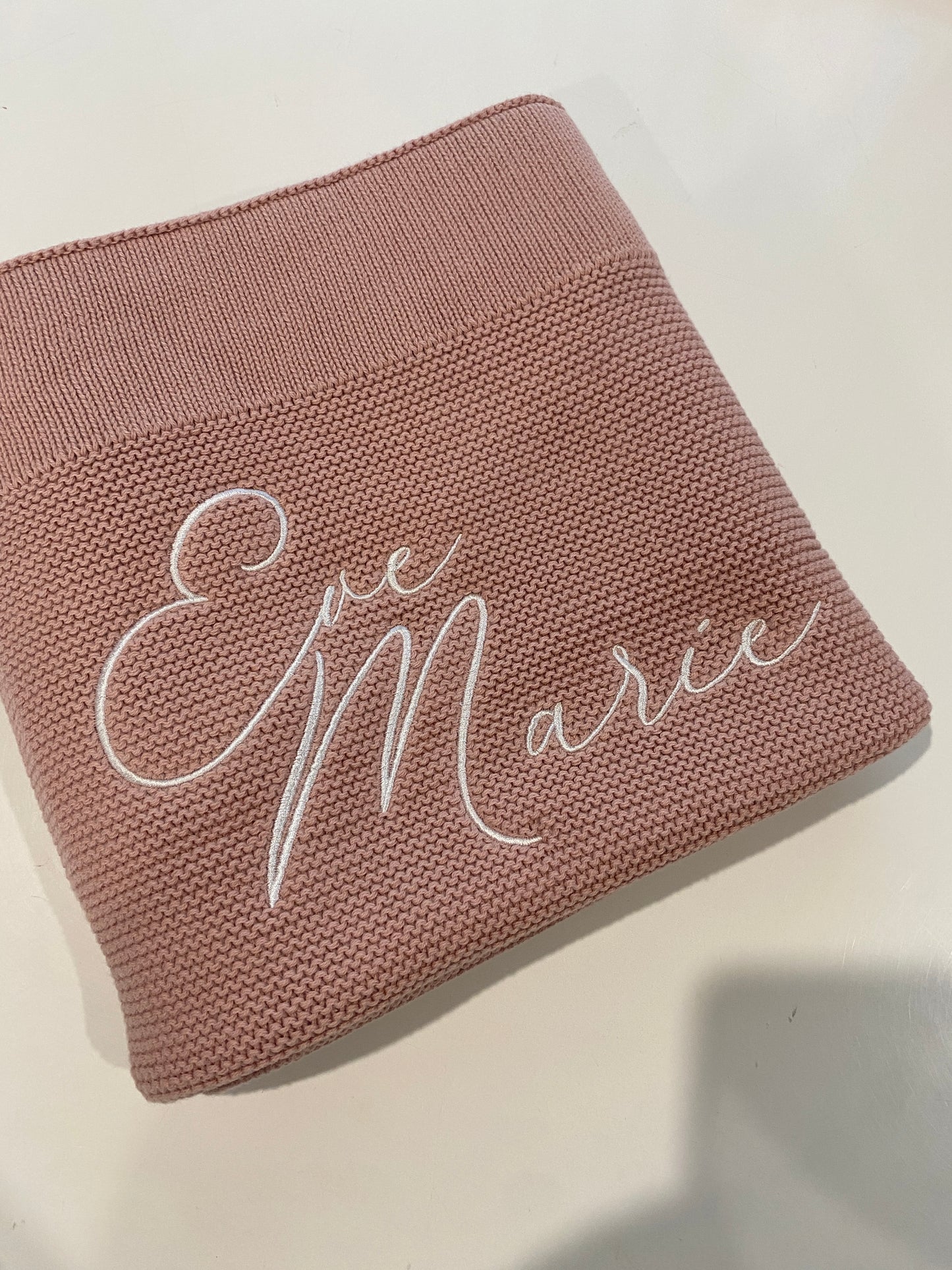 (2 Names Personalised Baby Blanket - Dusty Pink
