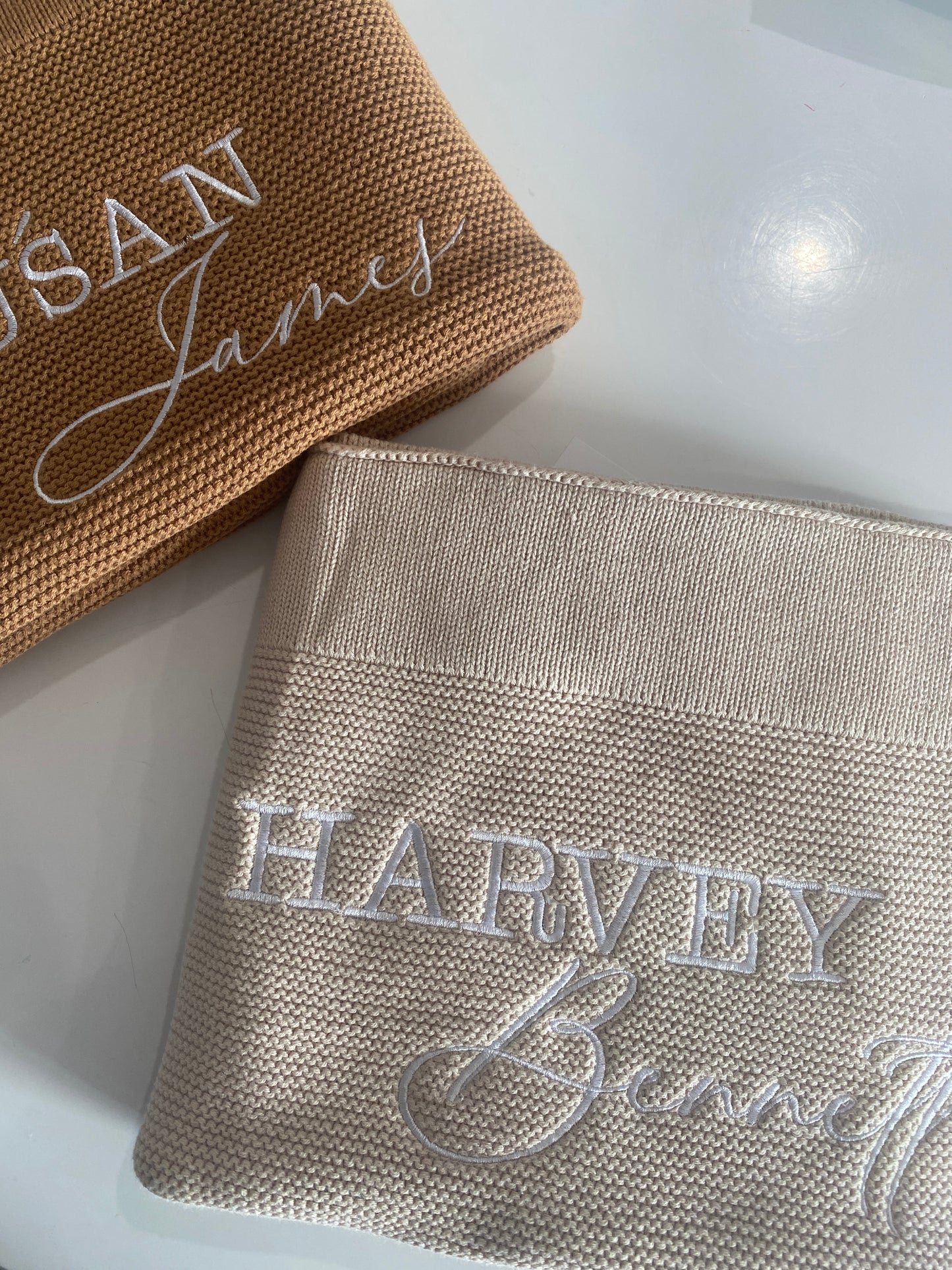 (2 Names Personalised Baby Blanket - Dusty Pink