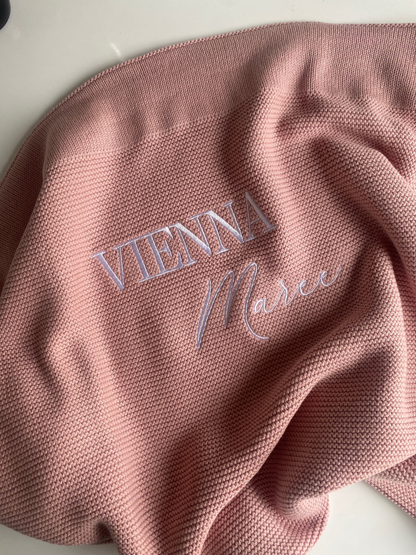 2 Names Personalised Baby Blanket - Sage