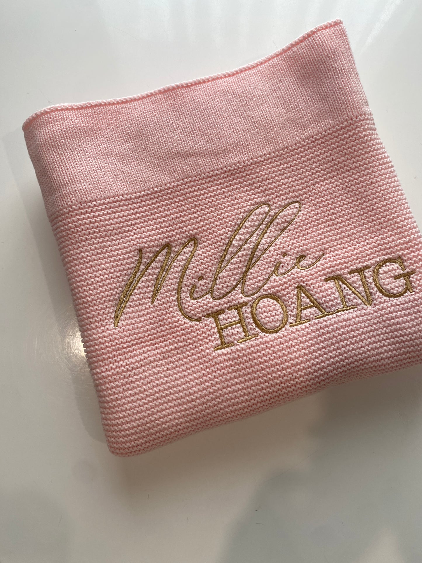 (2 Names Personalised Baby Blanket - Dusty Pink