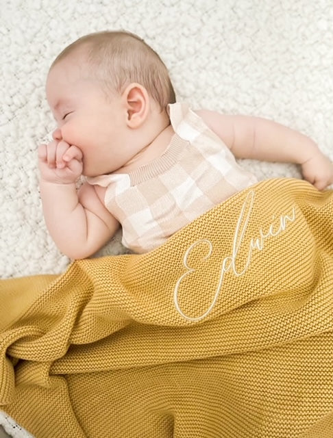 Personalised Baby Blanket - Mustard