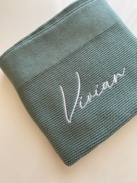 Personalised Baby Blanket - Sage